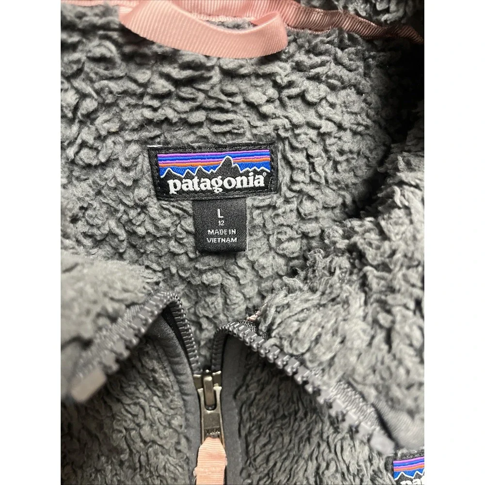 PATAGONIA LOS GATOS GIRLS VEST LARGE (12) GRAY FLEECE FULL ZIP MOCK NECK